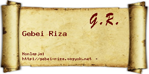 Gebei Riza névjegykártya